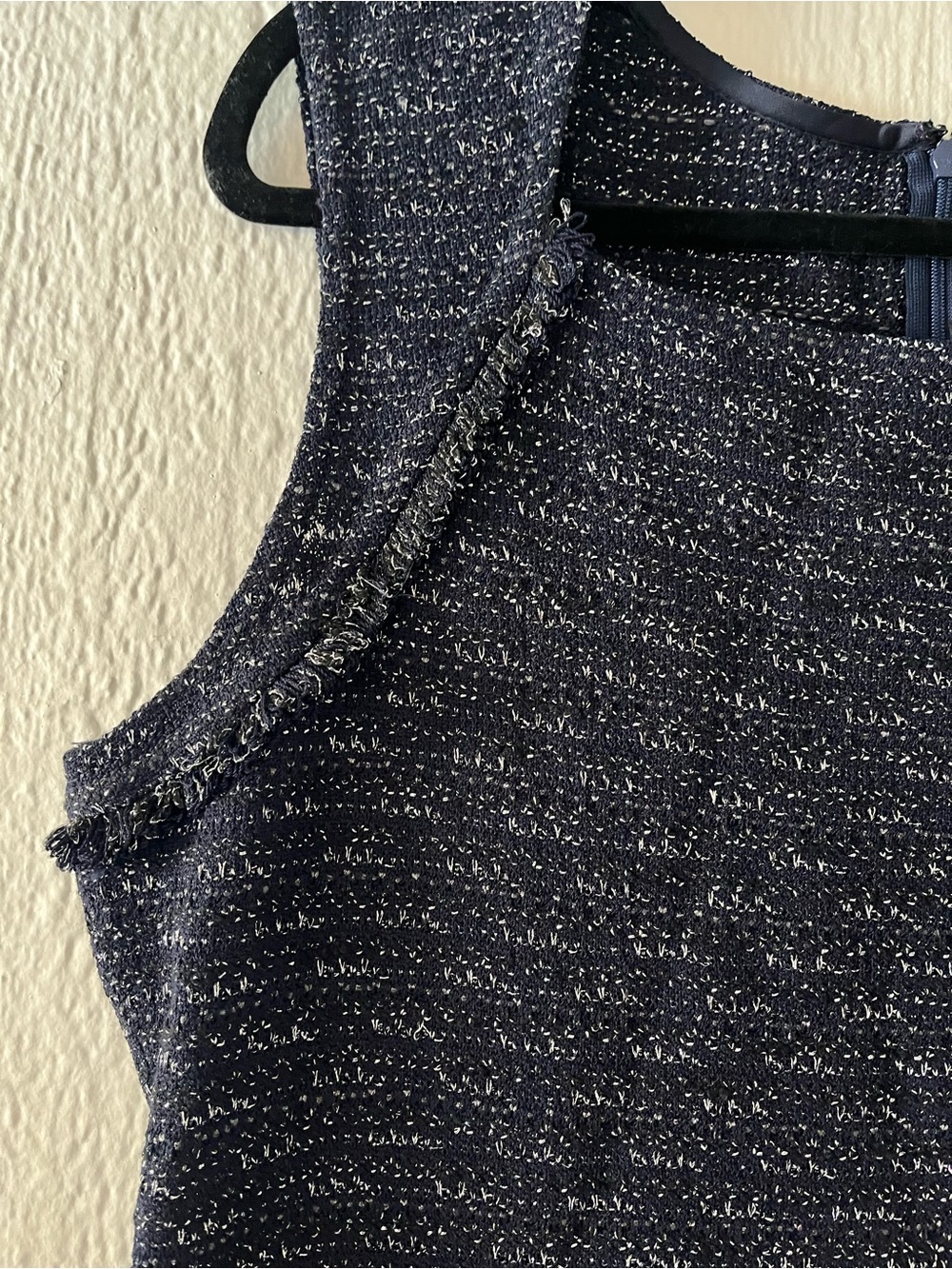 St. John Navy and Silver Tweed Midi Sheath Dress - Picture 2 of 6